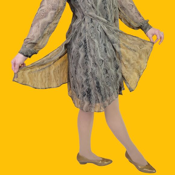 Vintage 90s Robbie Bee 2pc Silk Snake Sprint Dress, 10 - Picture 3 of 4